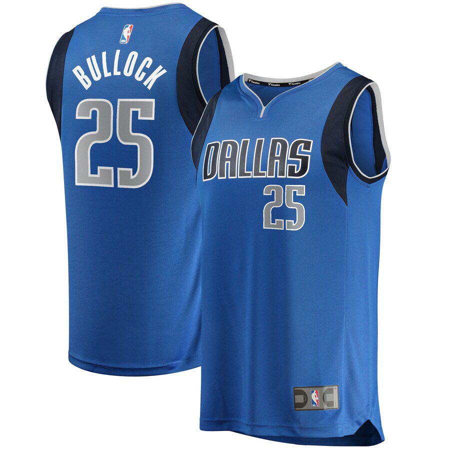 Men Dallas Mavericks 25 Reggie Bullock Fanatics Branded Blue Fast Break Replica NBA Jersey